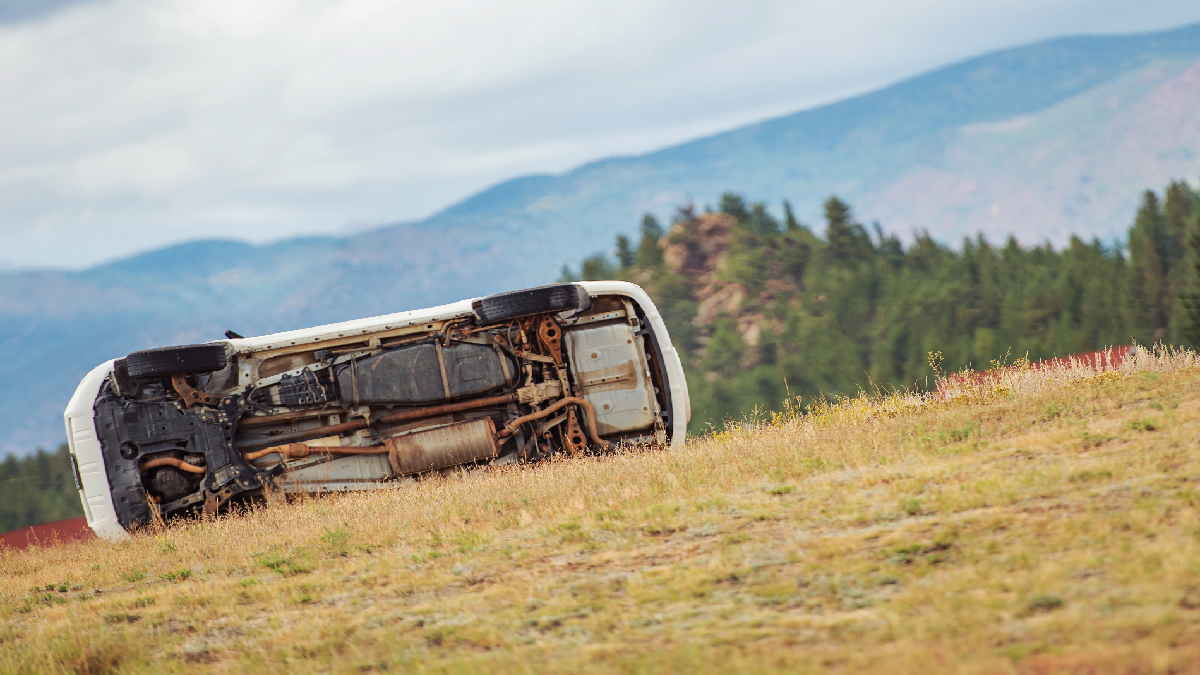 A car rolled over