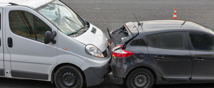 Cars in a rear-end collision