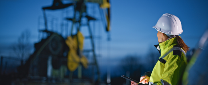 Woman working in an oilfield