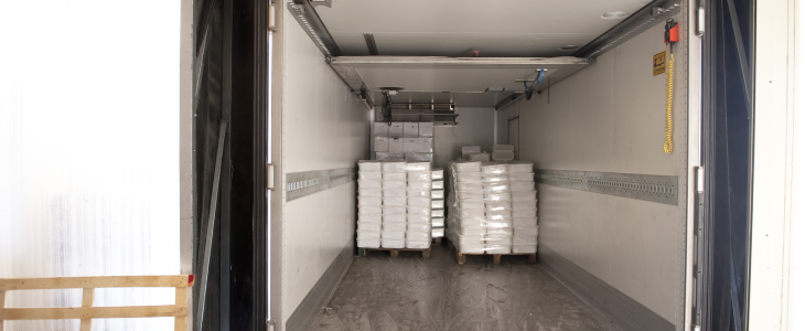 Trailer being loaded with material