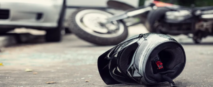 Motorcycle on floor after accident