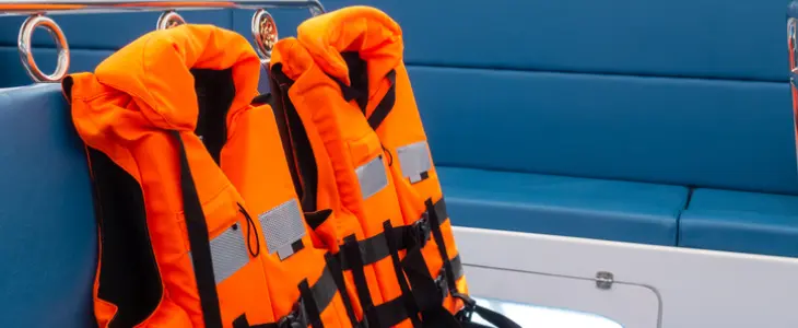 Lifejackets on a boat in case of a boating accident