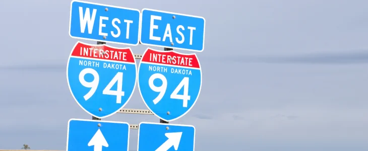 Intersection of highways in North Dakota