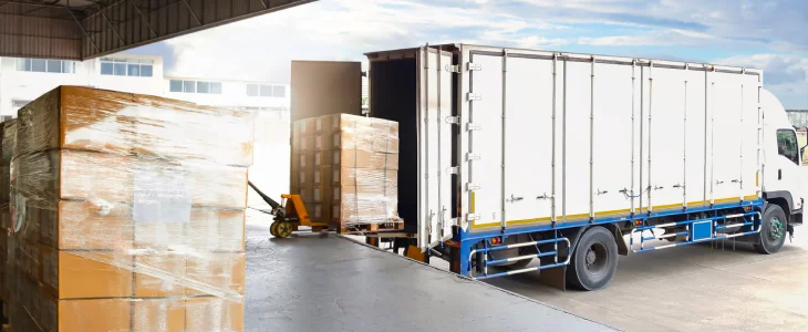 Large boxes going into a truck