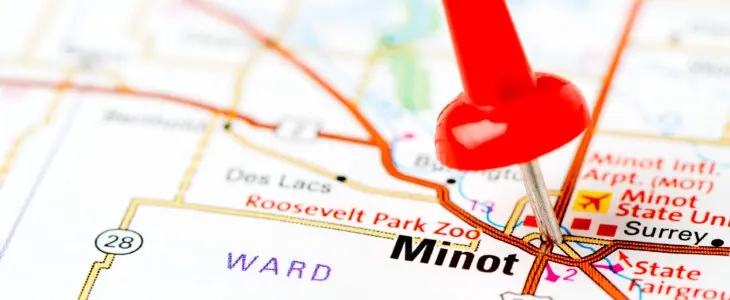 Minot city on the map